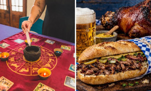 Mercado Místico e comida alemã